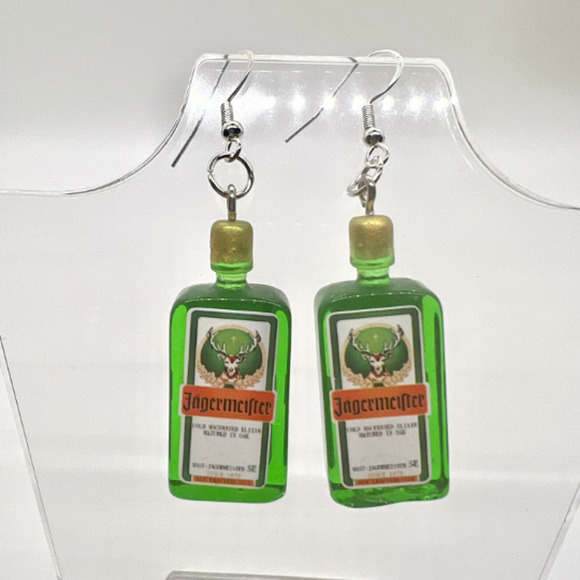 Jagermeister Earrings - Alcohol Bottle Earrings - Party Earrings - Bartender - Picture 1 of 9